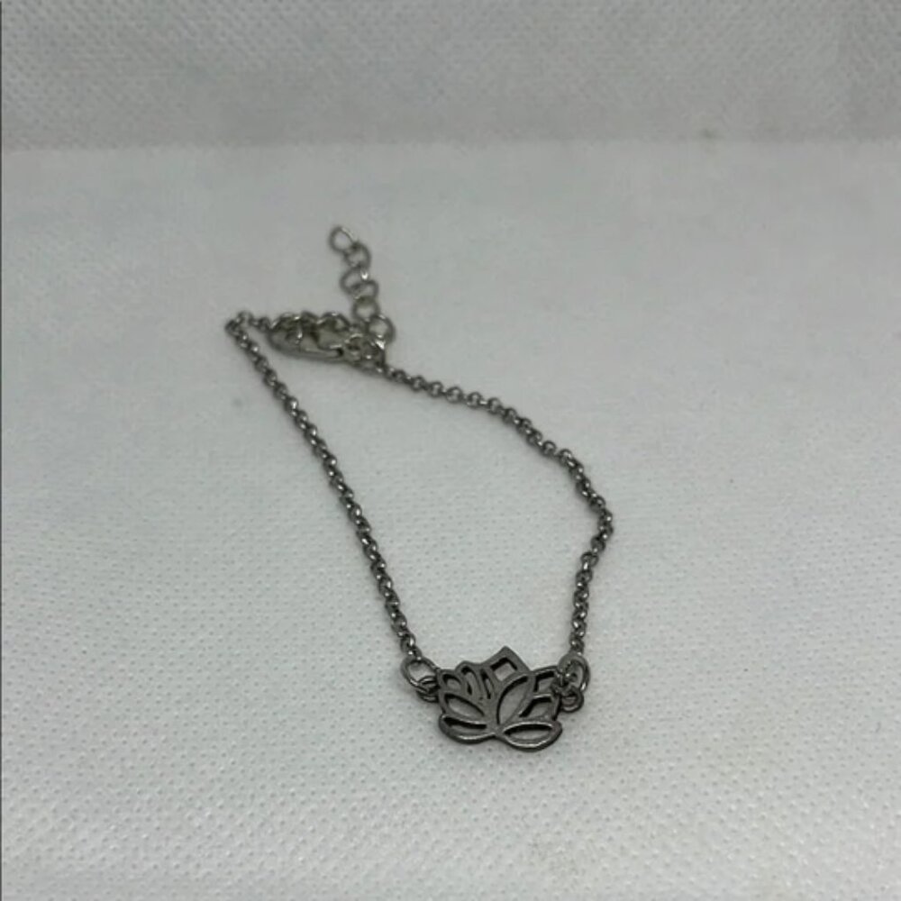 Silver Antique Lotus Bracelet